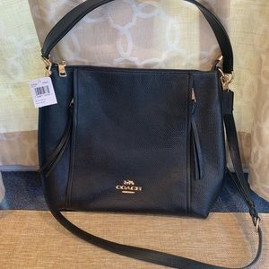 COACH BLACK LEATHER PEBBLE MARLON PURSE